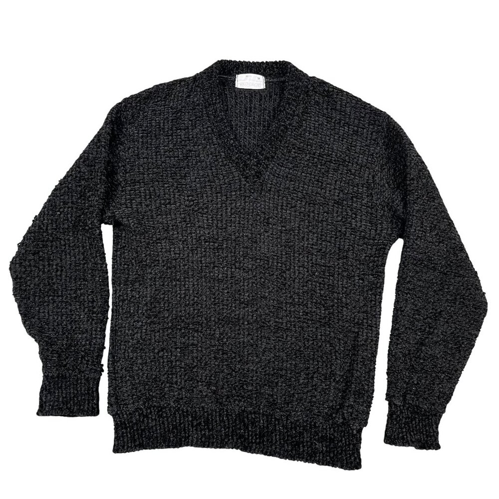 VTG 100% Virgin Wool Grey V-Neck Sweater Sz Medium